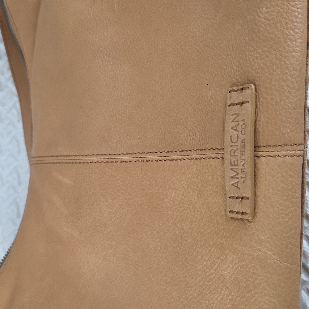 American Leather Co. Hudson Hobo Shoulder Bag. Tan Macadamia Color.NWT 9" Heigh. - Picture 12 of 16